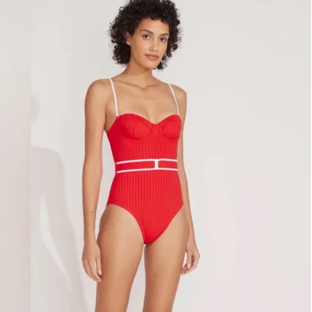 NWT Solid & Striped Spencer Ribbed One Piece Lipstick Red